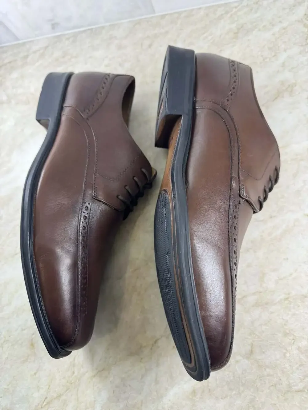 Stacy Adams Mens Brown Leather Oxford Dress Shoes Brogue 11.5 M 20177